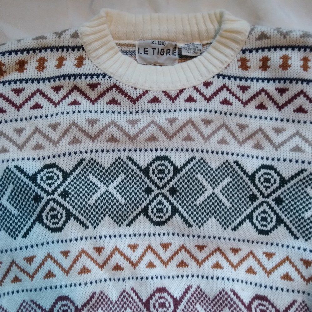 Vintage Le Tigre Geometric Stripes Zig Zag Sweater